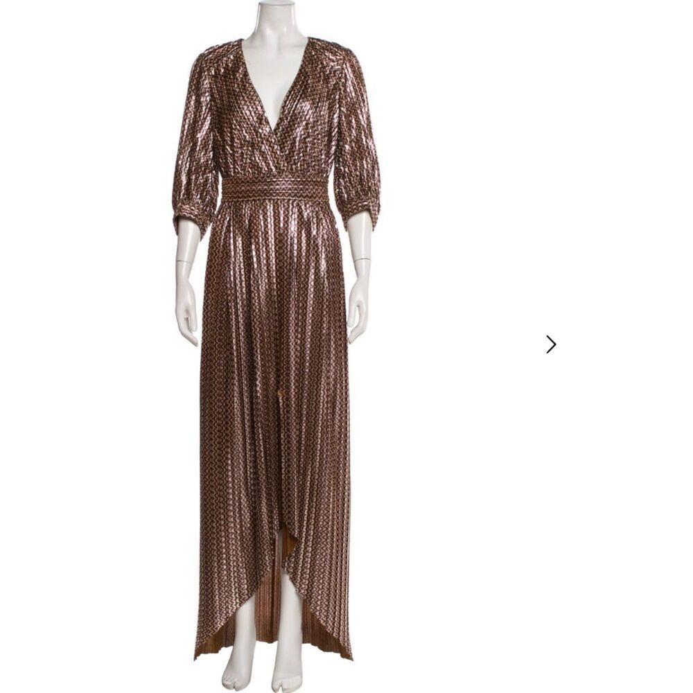 ba&sh Metallic Gold Zigzag Low Cut Dress - WORN ONCE - Like New - Size Large 🖤